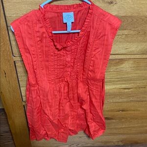 St. John's Bay red Sleeveless Ruffled Blouse